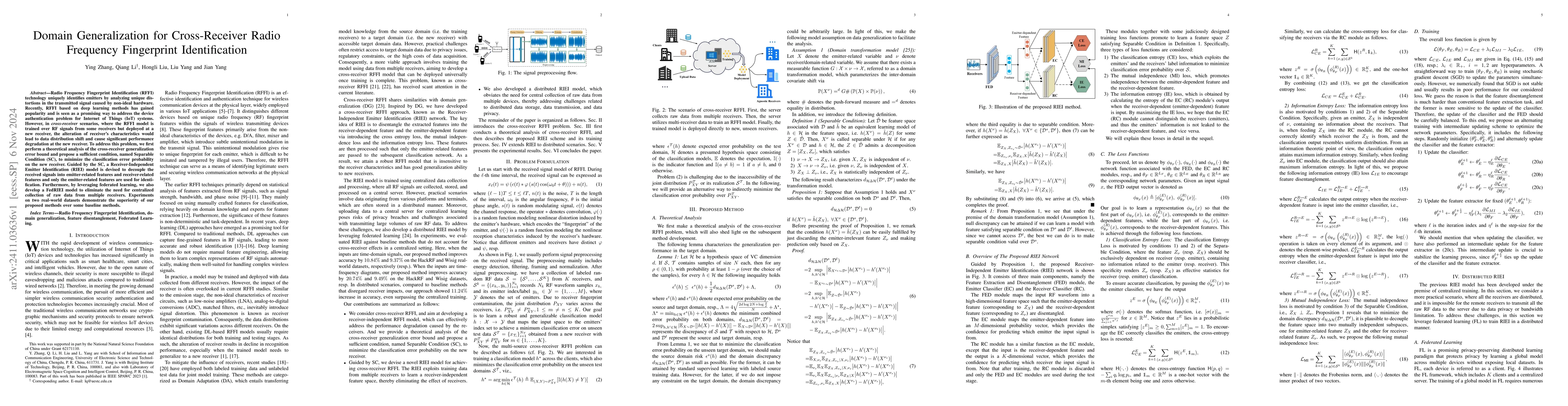 Thumbnail for Domain Generalization for Cross-Receiver Radio Frequency Fingerprint
  Identification