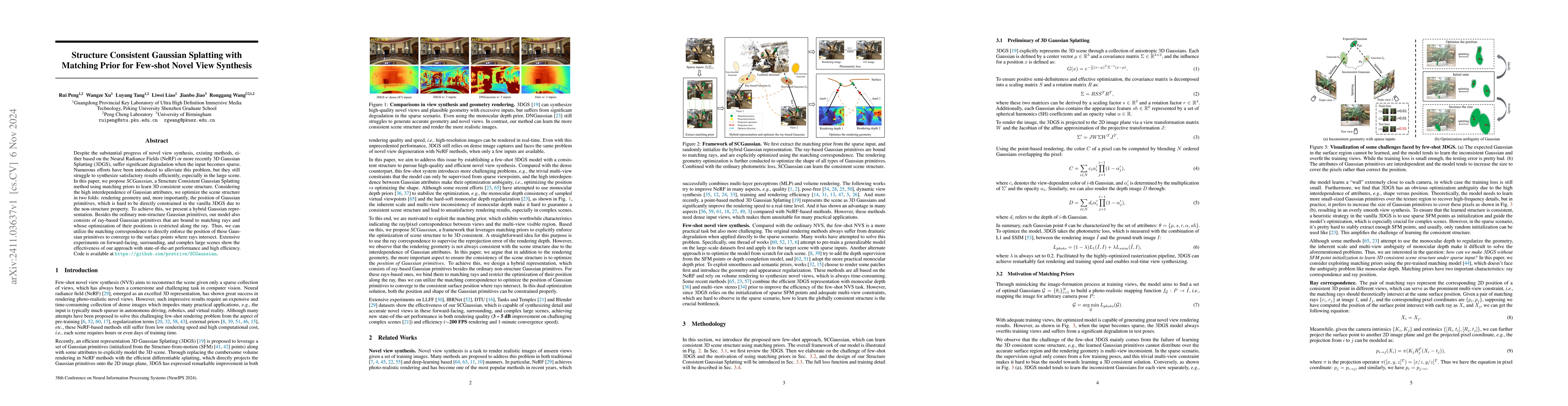 Thumbnail for Structure Consistent Gaussian Splatting with Matching Prior for Few-shot
  Novel View Synthesis
