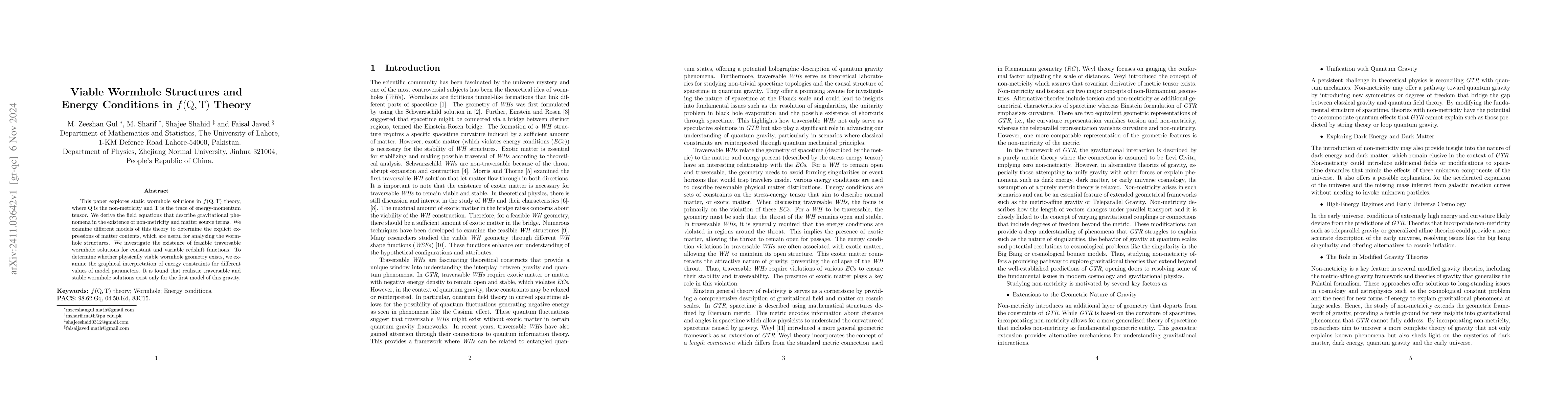 Thumbnail for Viable Wormhole Structures and Energy Conditions in f(Q,T) Theory