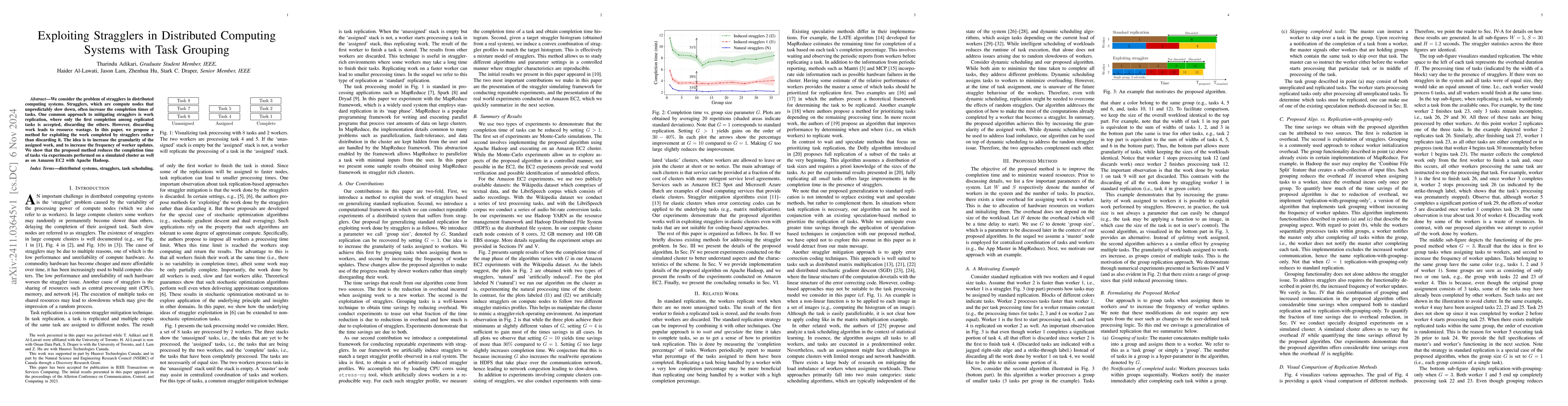 Thumbnail for Exploiting Stragglers in Distributed Computing Systems with Task
  Grouping