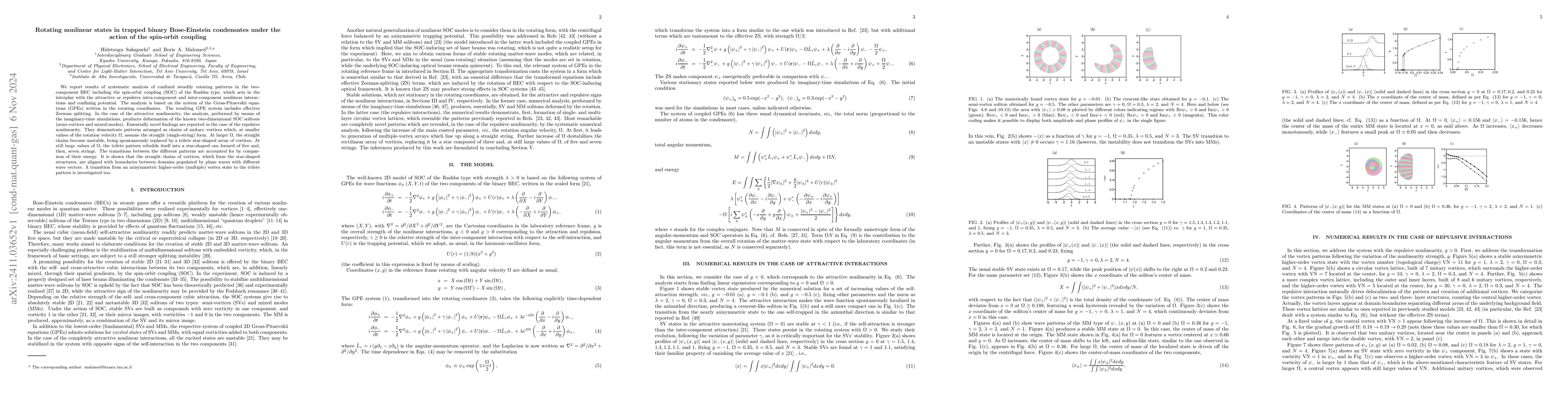 Thumbnail for Rotating nonlinear states in trapped binary Bose-Einstein condensates
  under the action of the spin-orbit coupling