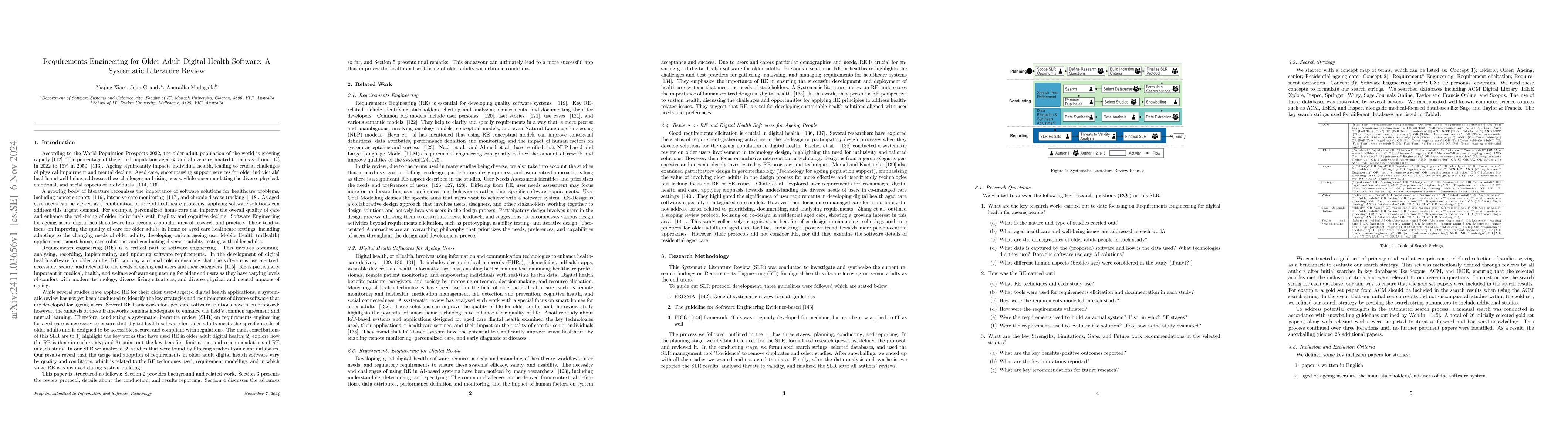 Thumbnail for Requirements Engineering for Older Adult Digital Health Software: A
  Systematic Literature Review