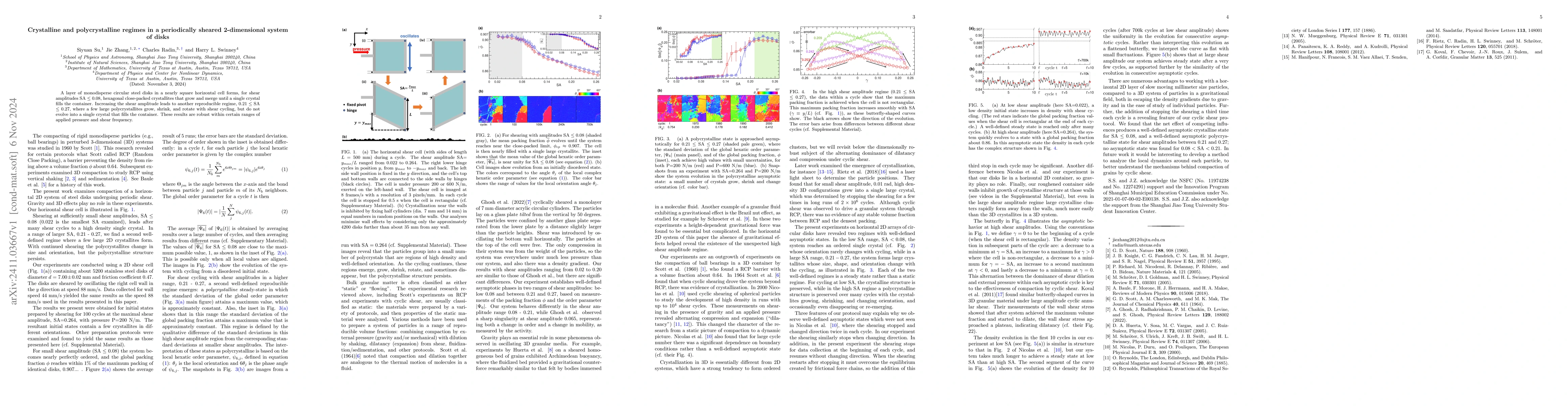 Thumbnail for Crystalline and polycrystalline regimes in a periodically sheared
  2-dimensional system of disks