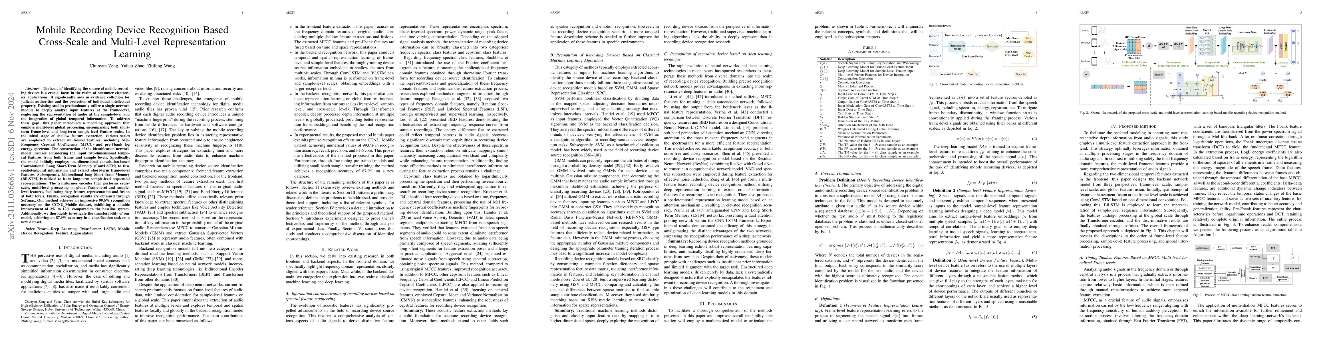 Thumbnail for Mobile Recording Device Recognition Based Cross-Scale and Multi-Level
  Representation Learning