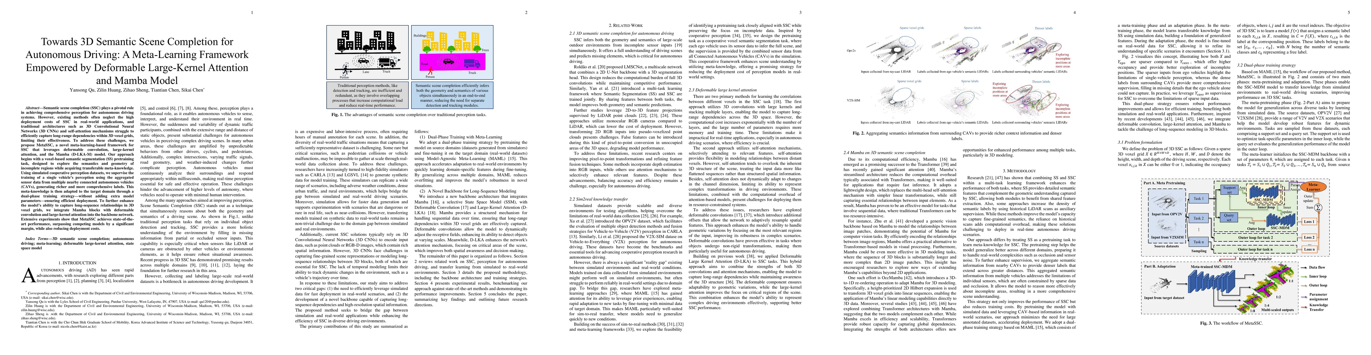 Thumbnail for Towards 3D Semantic Scene Completion for Autonomous Driving: A
  Meta-Learning Framework Empowered by Deformable Large-Kernel Attention and
  Mamba Model