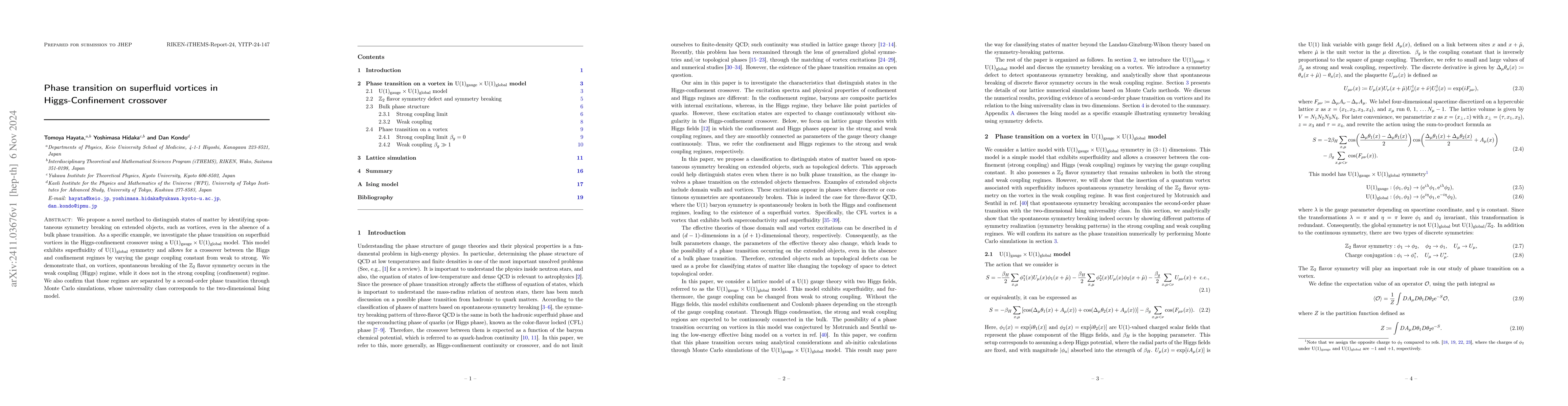 Thumbnail for Phase transition on superfluid vortices in Higgs-Confinement crossover