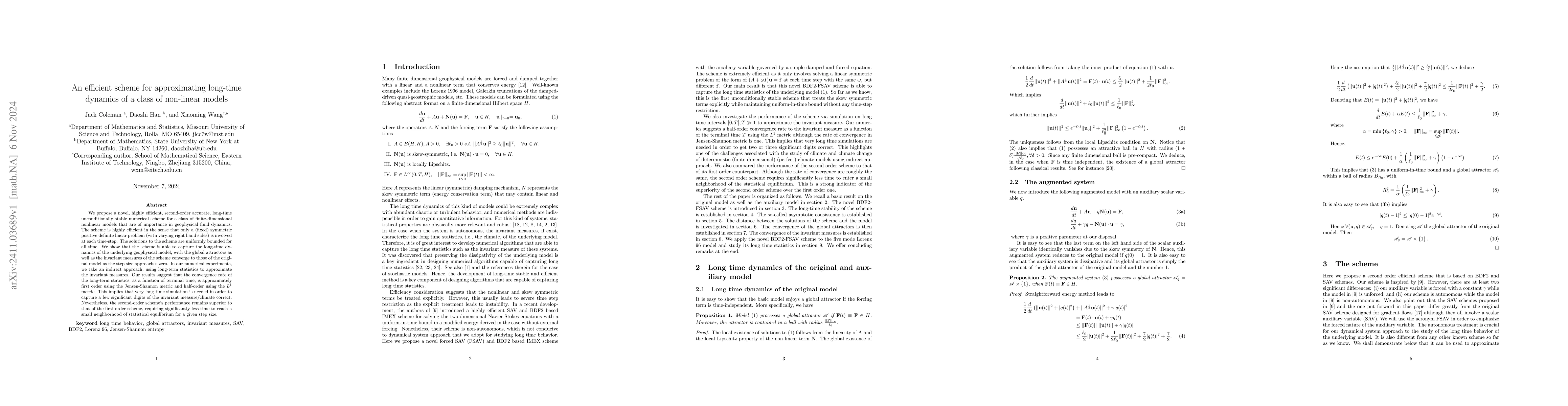 Thumbnail for An efficient scheme for approximating long-time dynamics of a class of
  non-linear models