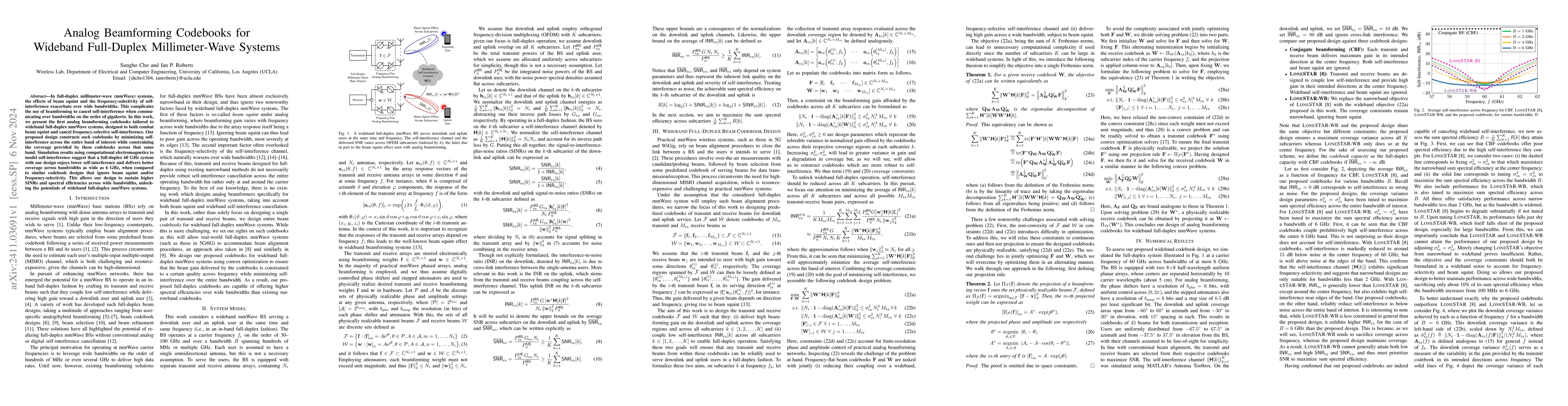 Thumbnail for Analog Beamforming Codebooks for Wideband Full-Duplex Millimeter-Wave
  Systems