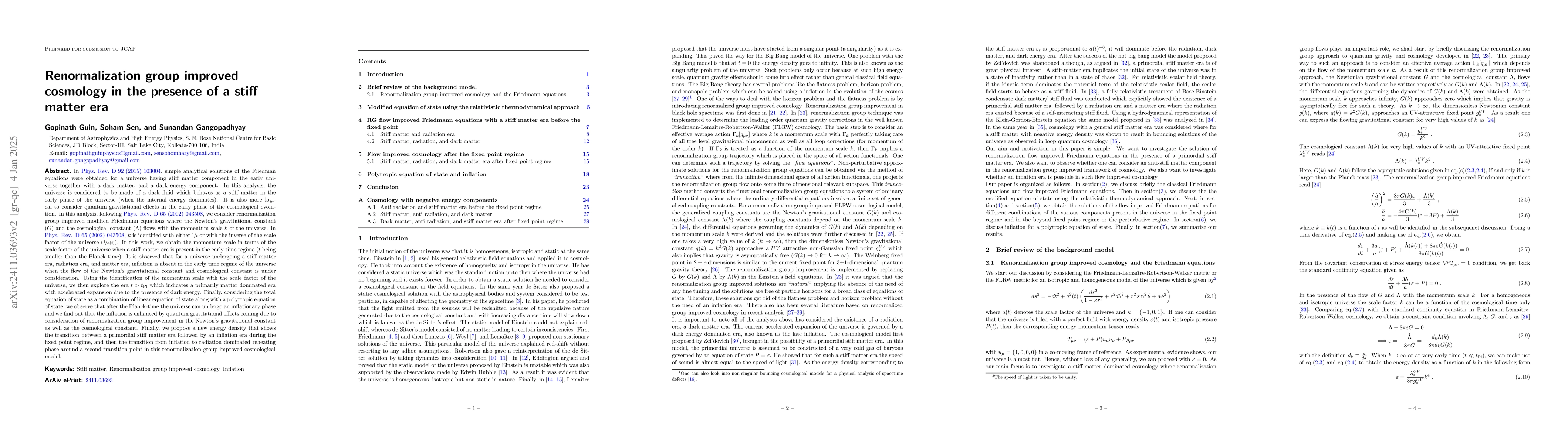Thumbnail for Renormalization group improved cosmology in the presence of a stiff
  matter era