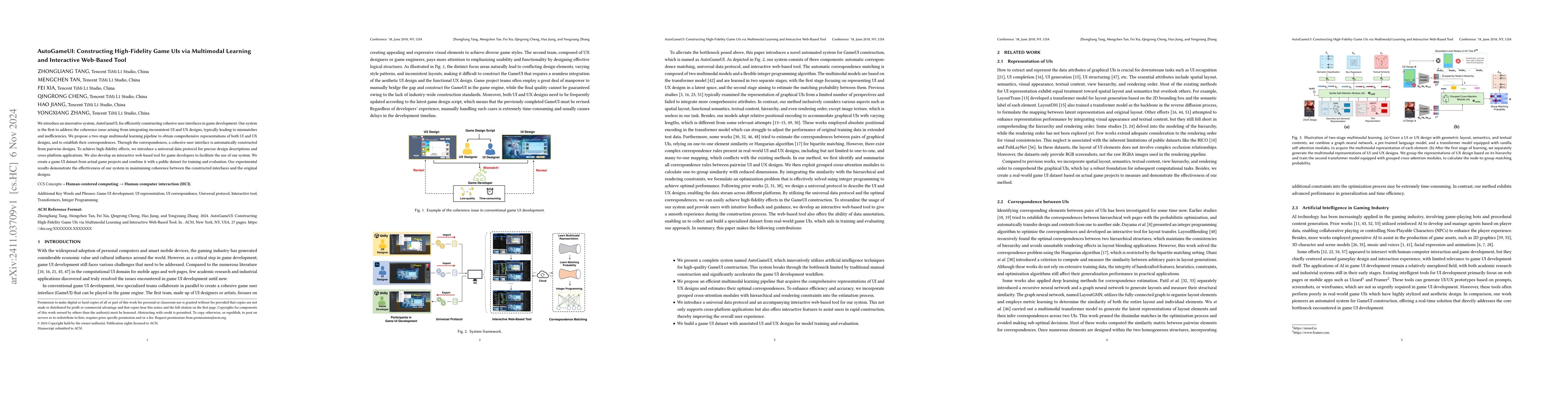 Thumbnail for AutoGameUI: Constructing High-Fidelity Game UIs via Multimodal Learning
  and Interactive Web-Based Tool
