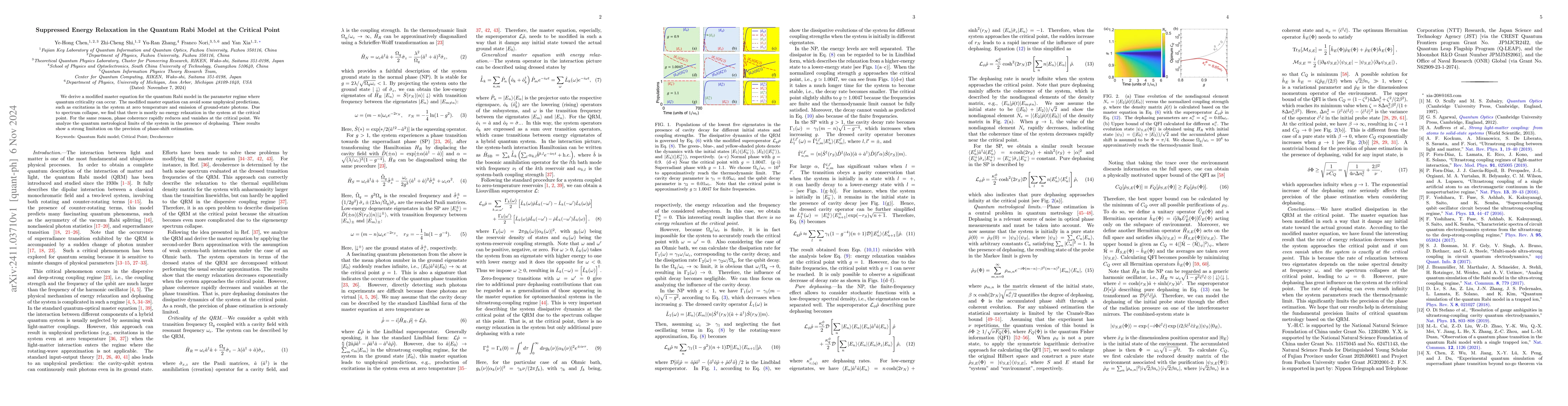 Thumbnail for Suppressed Energy Relaxation in the Quantum Rabi Model at the Critical
  Point