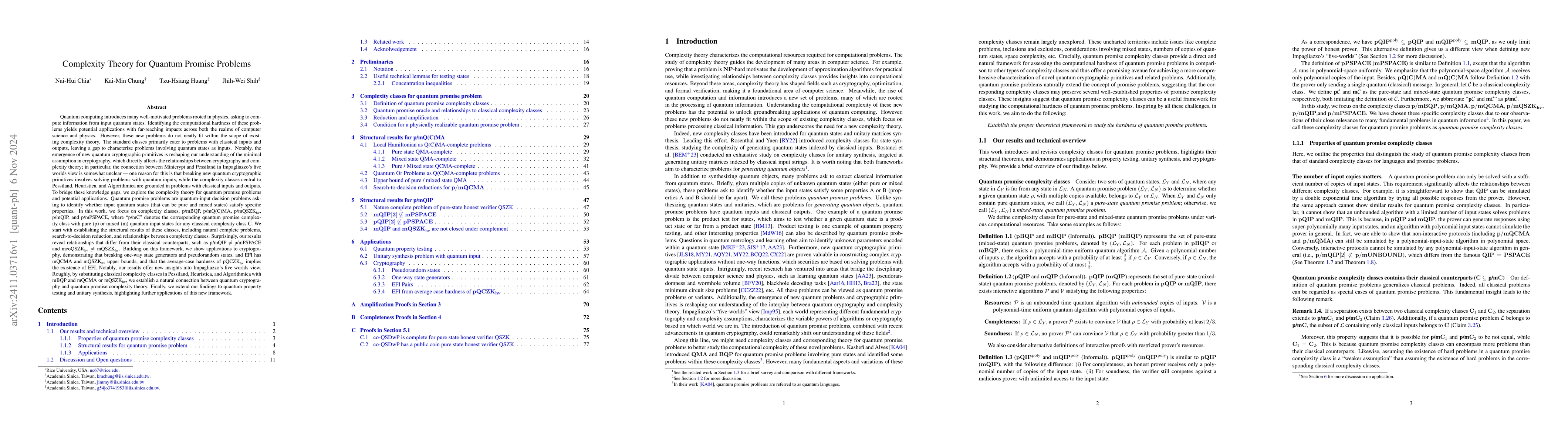 Thumbnail for Complexity Theory for Quantum Promise Problems