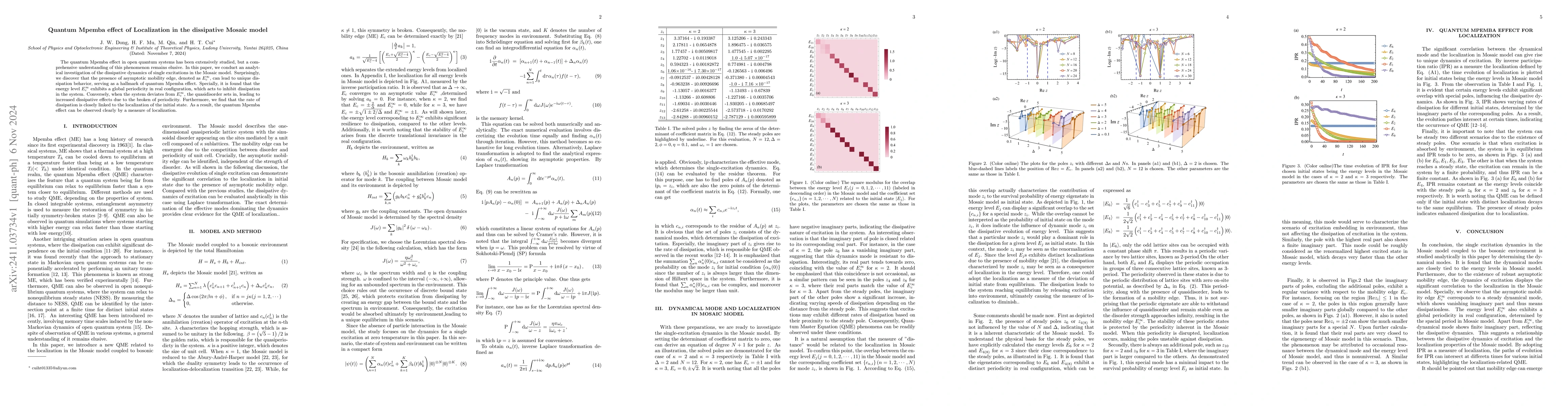 Thumbnail for Quantum Mpemba effect of Localization in the dissipative Mosaic model