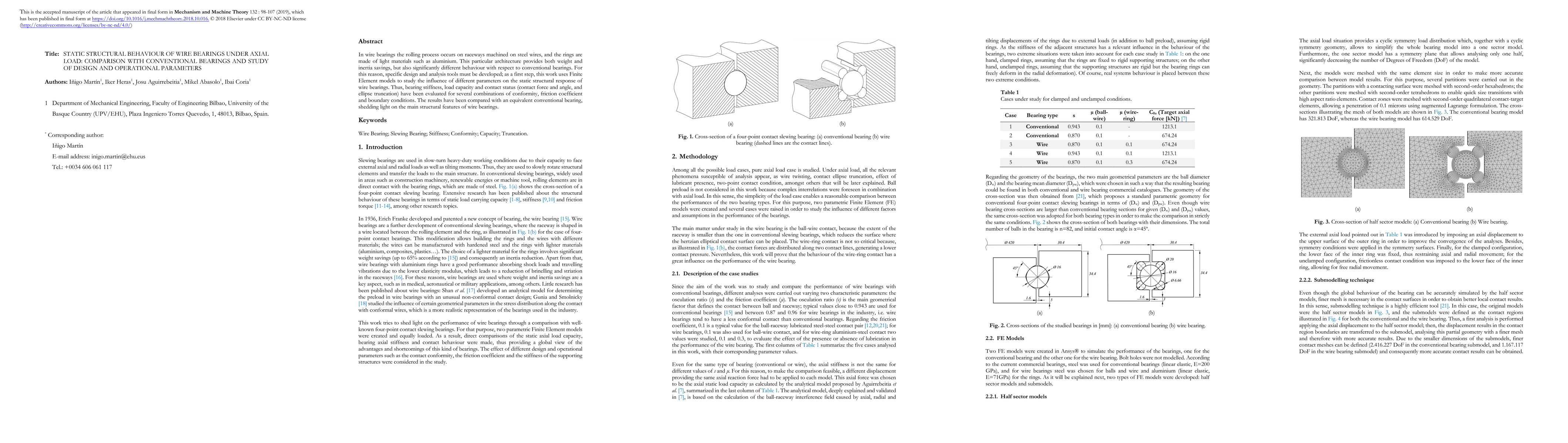 Thumbnail for Static structural behaviour of wire bearings: comparison with
  conventional bearings and study of design and operational parameters