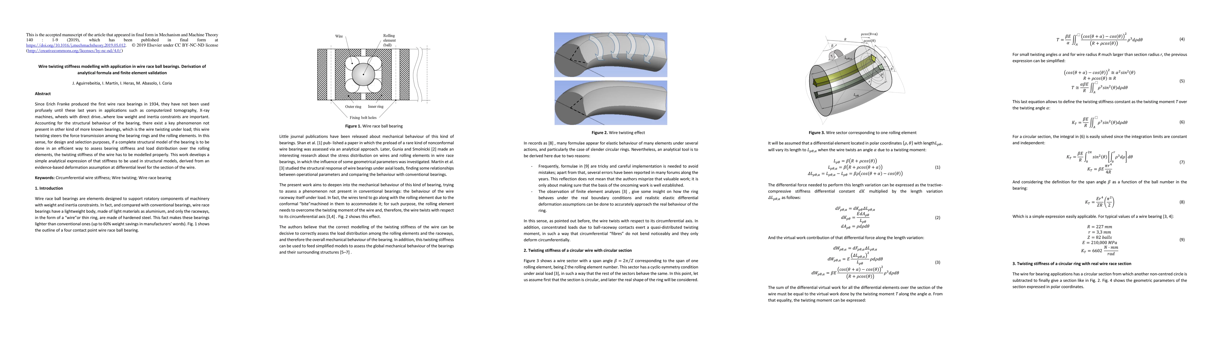 Thumbnail for Wire twisting stiffness modelling with application in wire race ball
  bearings. Derivation of analytical formula and Finite Element validation