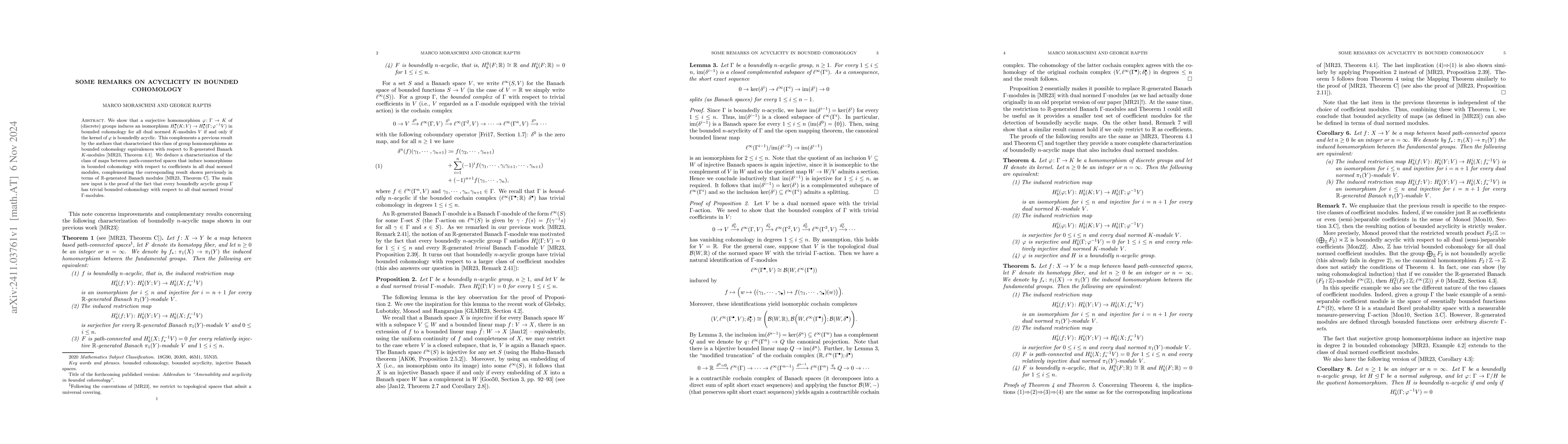 Thumbnail for Some remarks on acyclicity in bounded cohomology