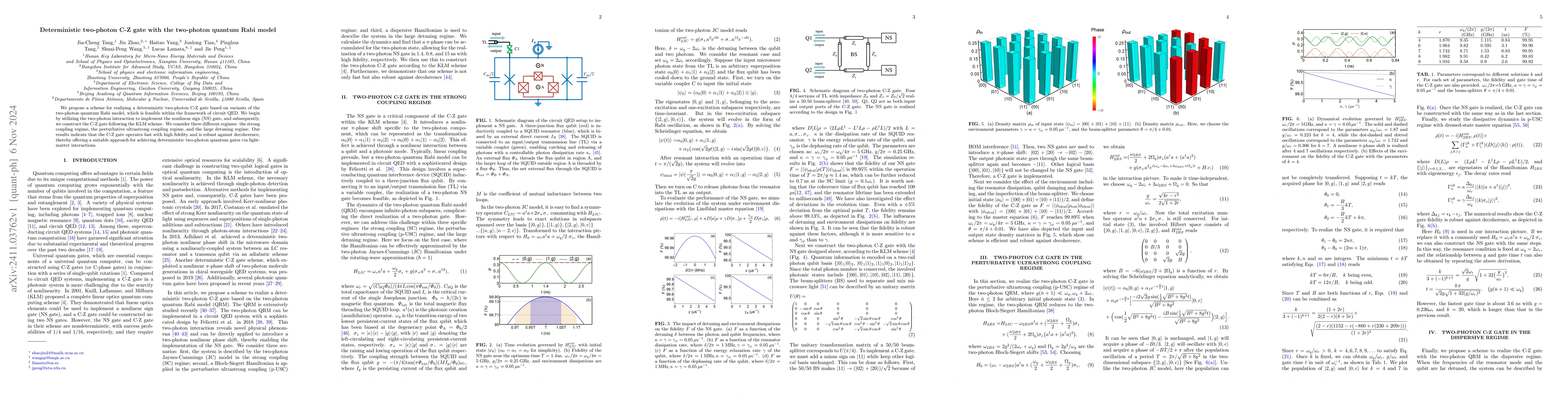 Thumbnail for Deterministic two-photon C-Z gate with the two-photon quantum Rabi model