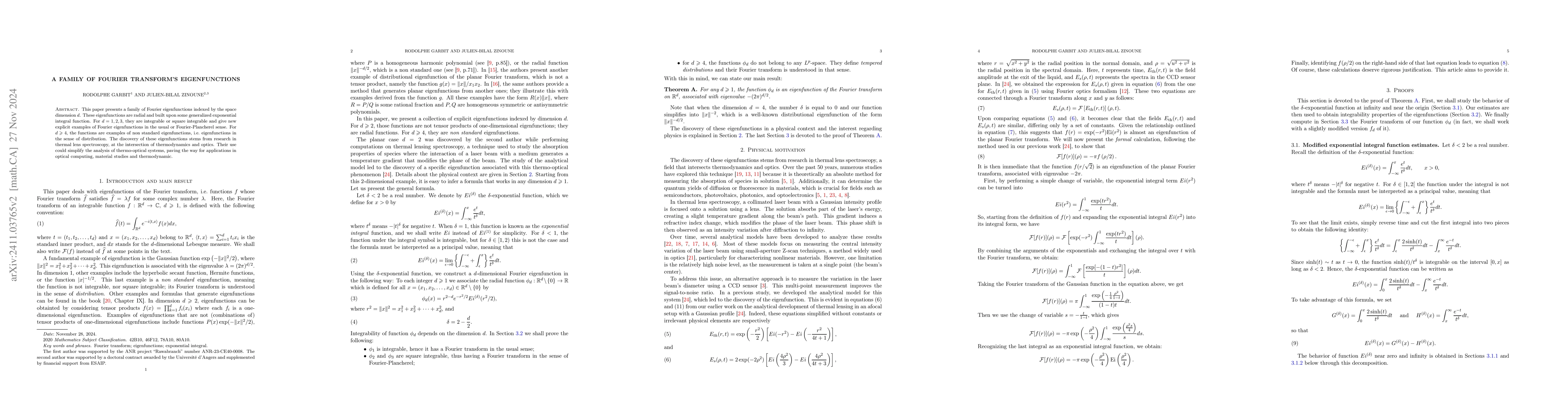 Thumbnail for A family of Fourier transform's eigenfunctions