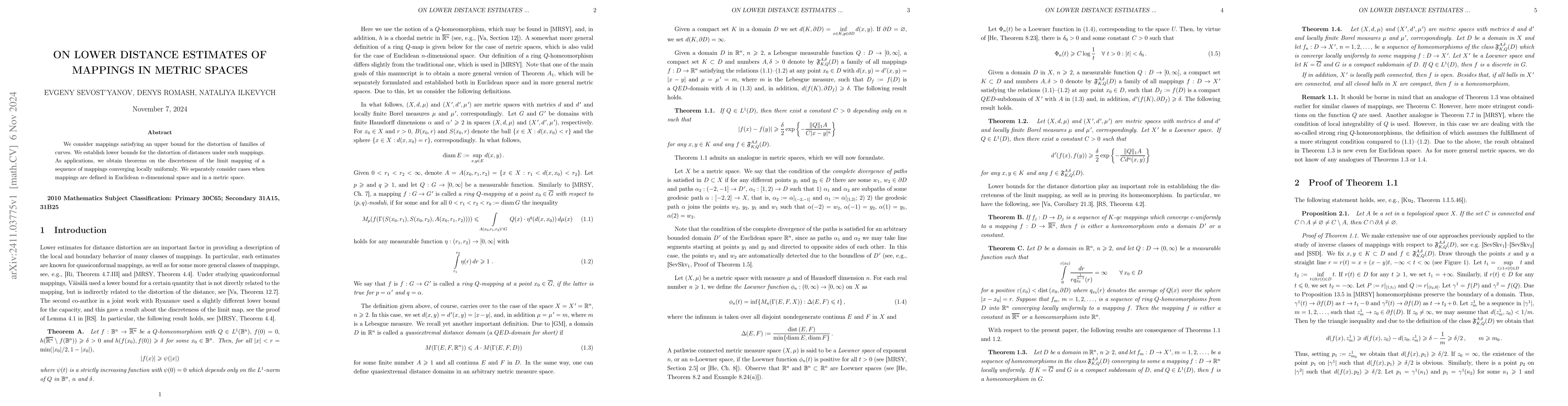 Thumbnail for On lower distance estimates of mappings in metric spaces