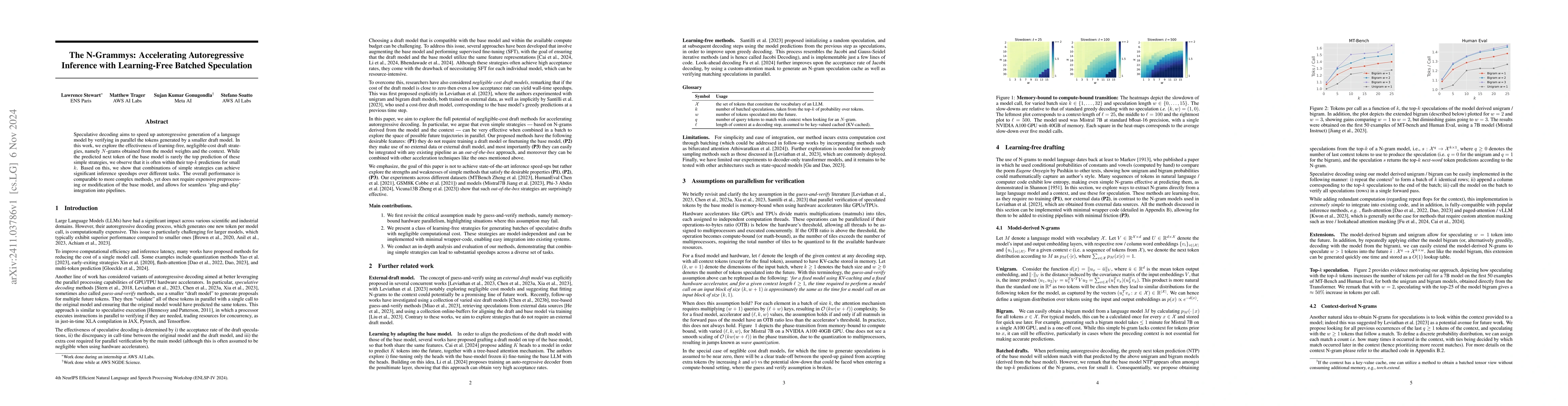 Thumbnail for The N-Grammys: Accelerating Autoregressive Inference with Learning-Free
  Batched Speculation