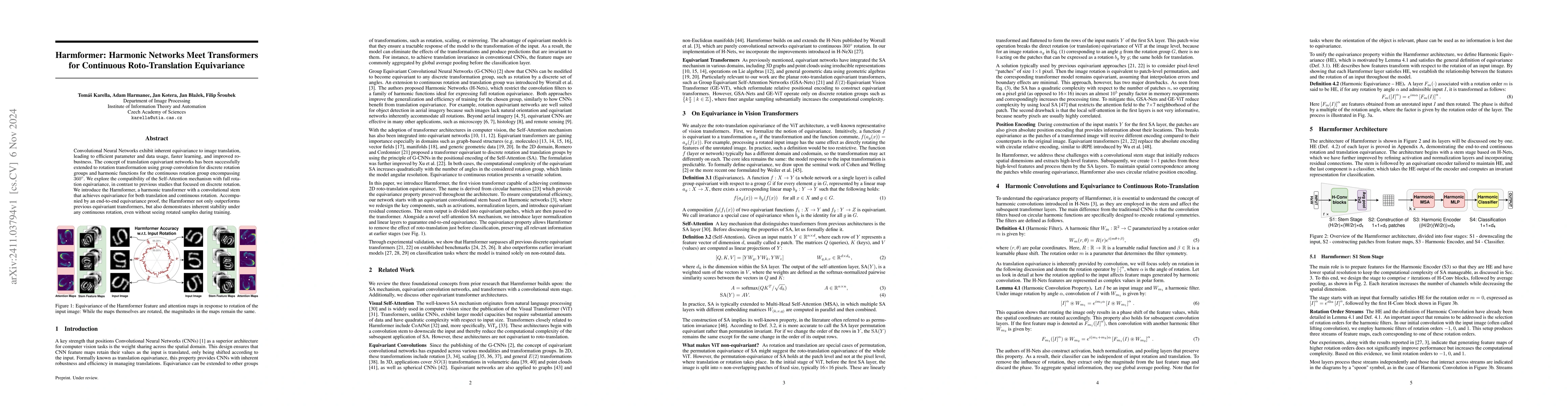 Thumbnail for Harmformer: Harmonic Networks Meet Transformers for Continuous
  Roto-Translation Equivariance
