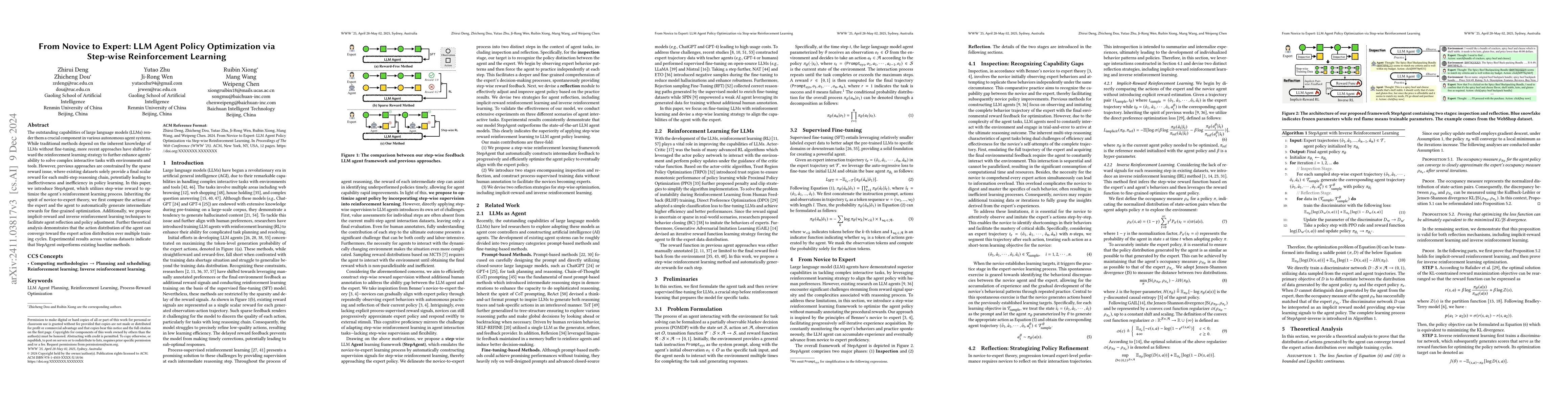 Thumbnail for From Novice to Expert: LLM Agent Policy Optimization via Step-wise
  Reinforcement Learning