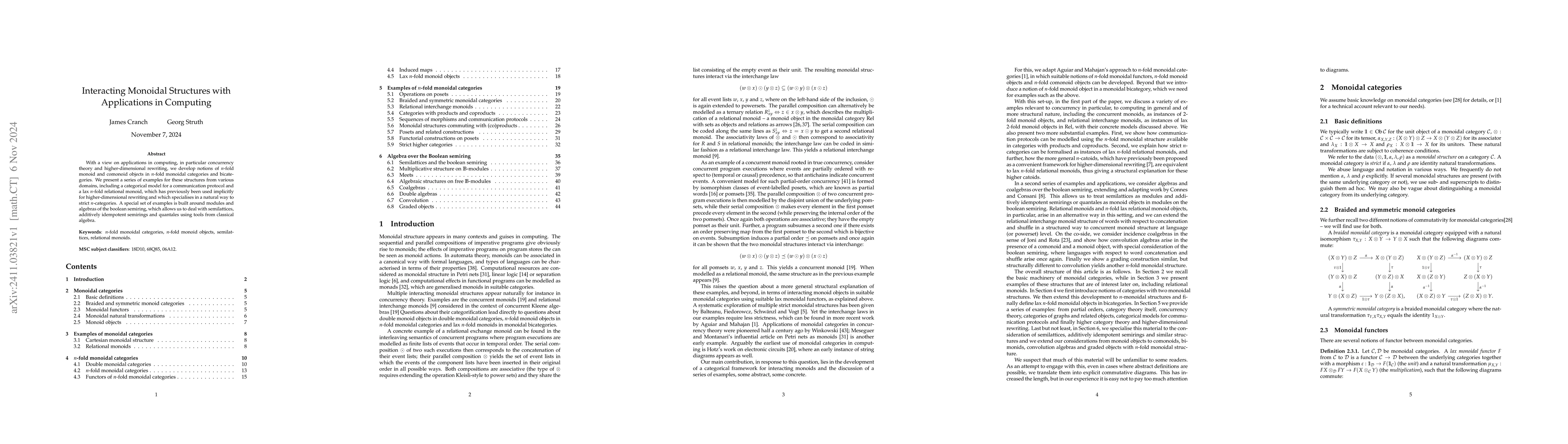 Thumbnail for Interacting Monoidal Structures with Applications in Computing