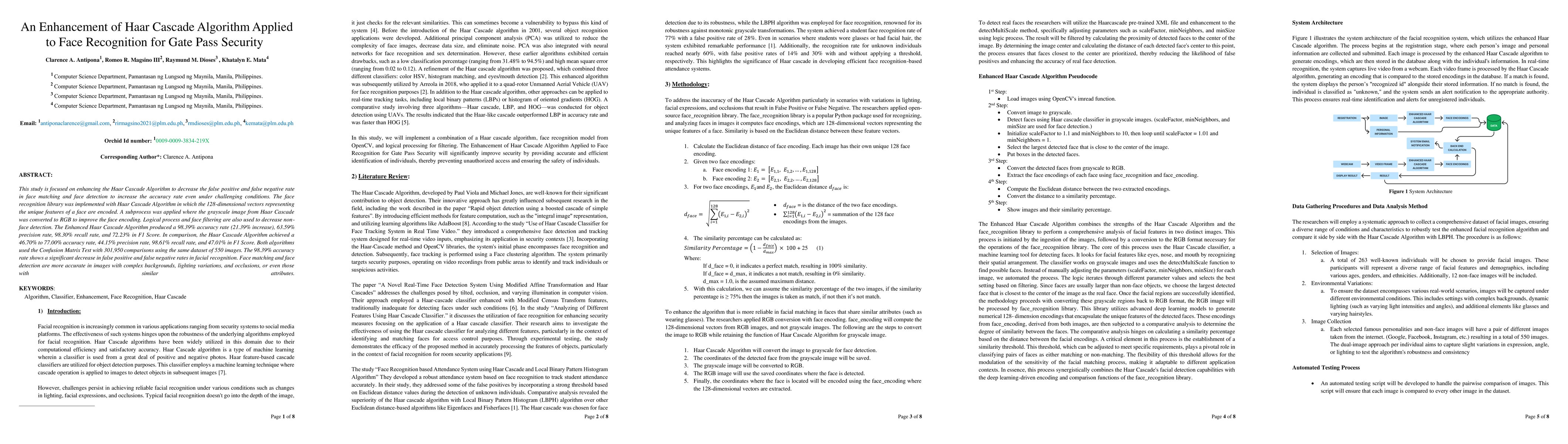 Thumbnail for An Enhancement of Haar Cascade Algorithm Applied to Face Recognition for
  Gate Pass Security