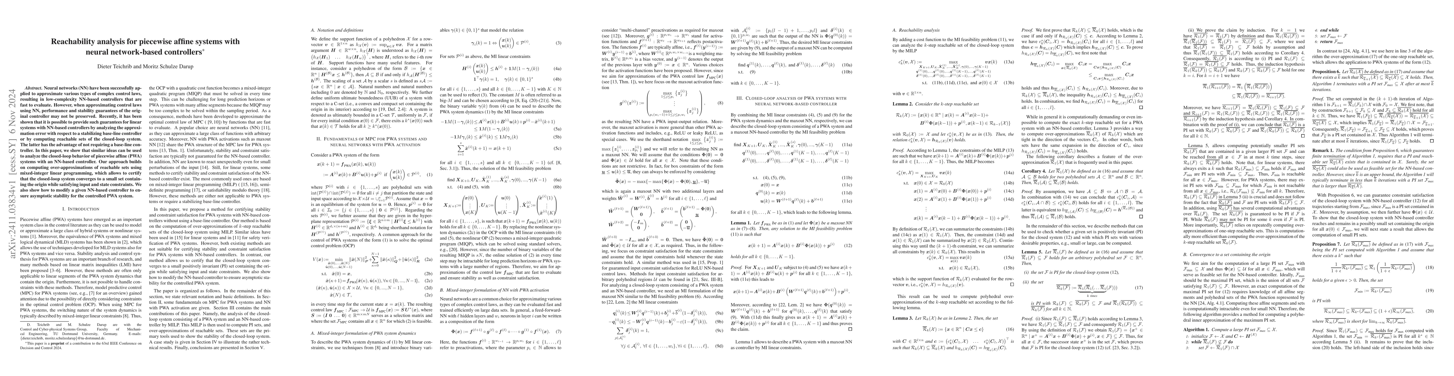 Thumbnail for Reachability analysis for piecewise affine systems with neural
  network-based controllers