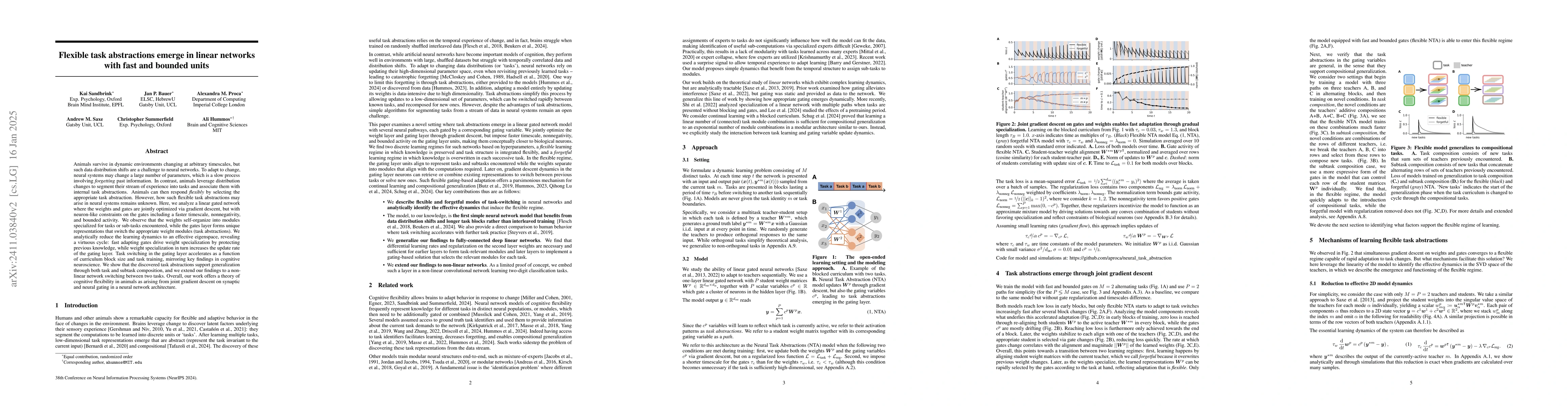 Thumbnail for Flexible task abstractions emerge in linear networks with fast and
  bounded units