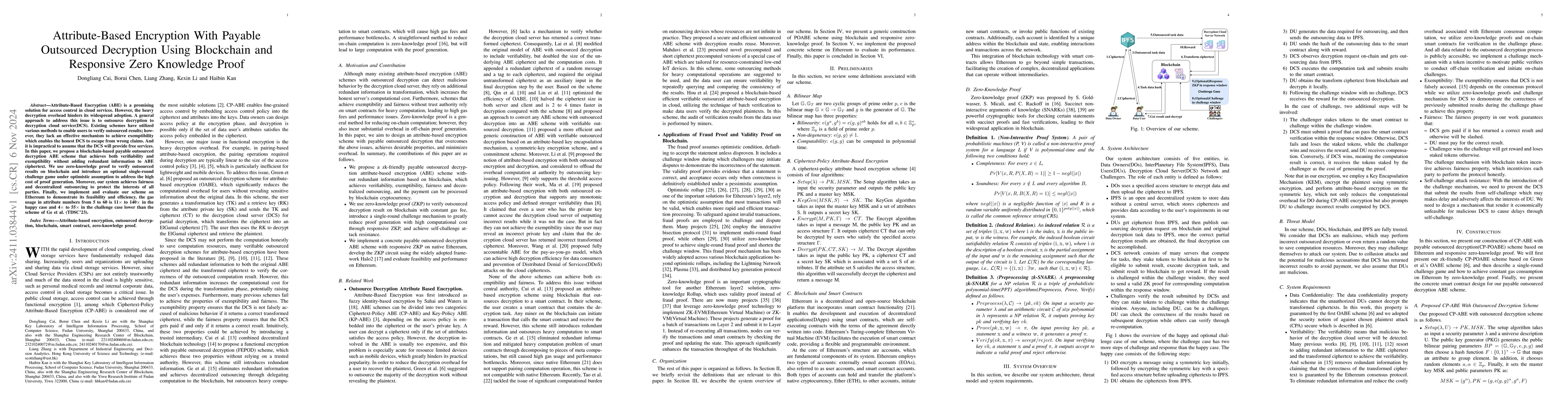 Thumbnail for Attribute-Based Encryption With Payable Outsourced Decryption Using
  Blockchain and Responsive Zero Knowledge Proof