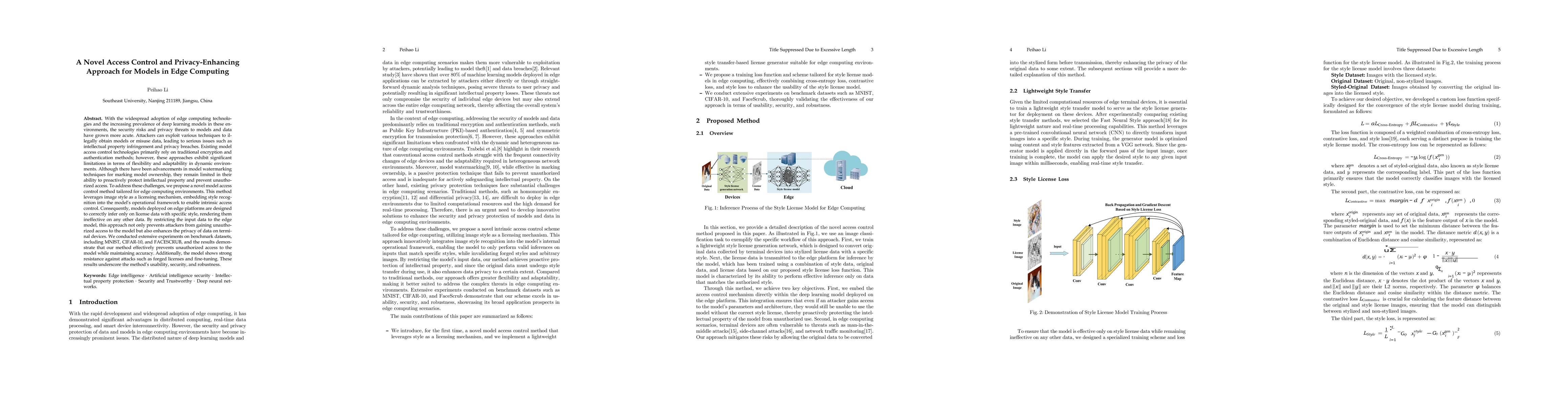 Thumbnail for A Novel Access Control and Privacy-Enhancing Approach for Models in Edge
  Computing
