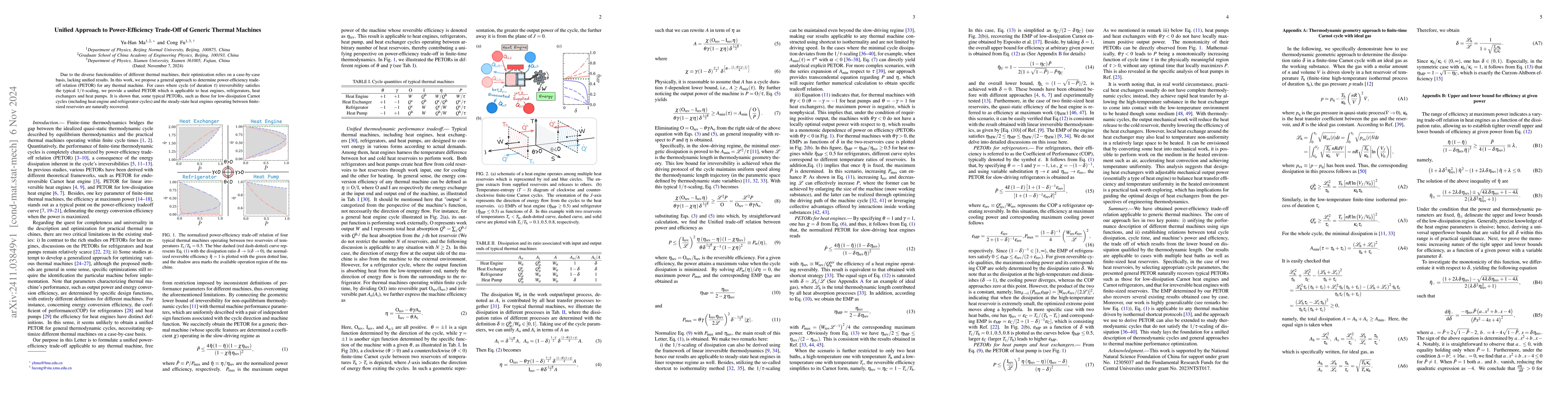 Thumbnail for Unified Approach to Power-Efficiency Trade-Off of Generic Thermal
  Machines