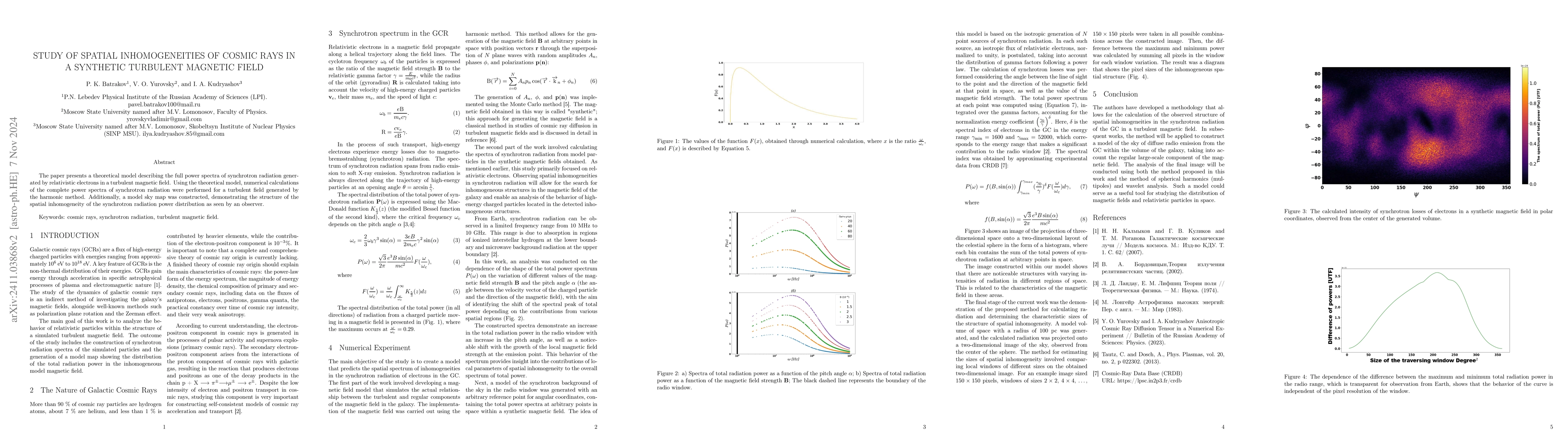 Thumbnail for Study of spatial inhomogeneities of cosmic rays in a synthetic turbulent
  magnetic field