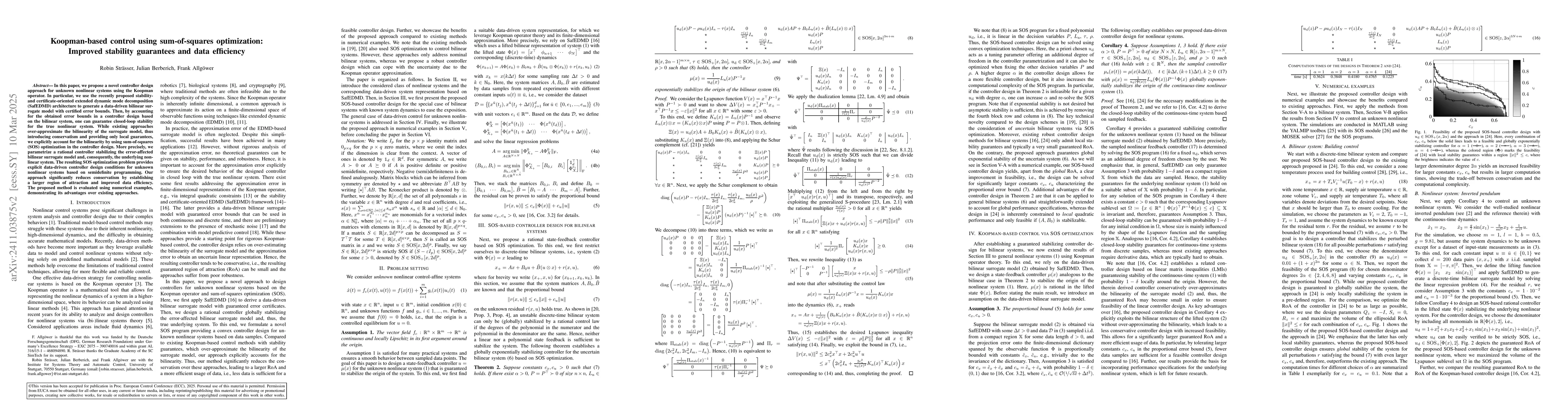 Thumbnail for Koopman-based control using sum-of-squares optimization: Improved
  stability guarantees and data efficiency