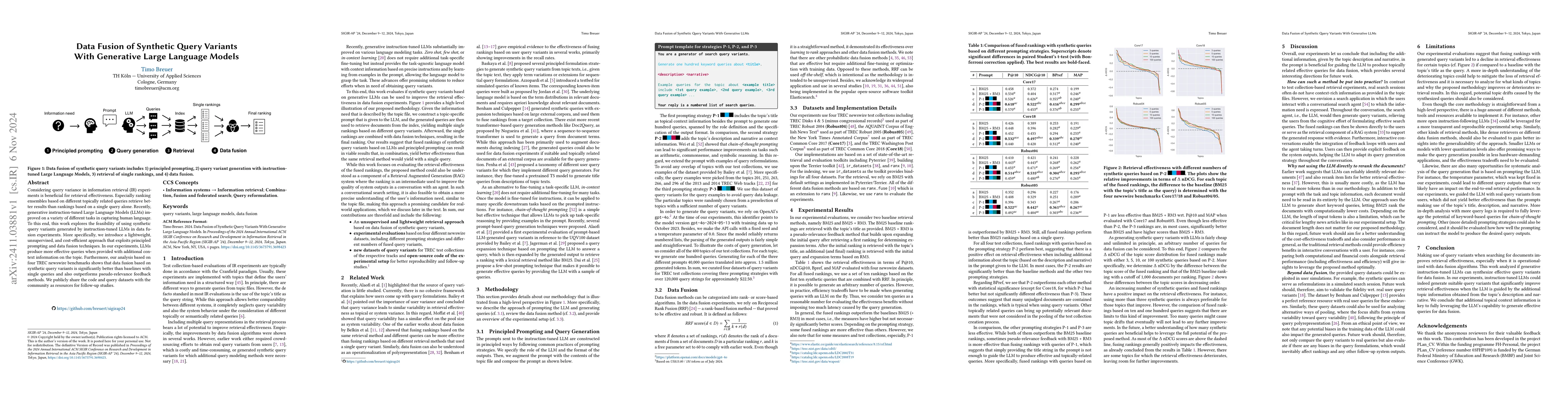 Thumbnail for Data Fusion of Synthetic Query Variants With Generative Large Language
  Models