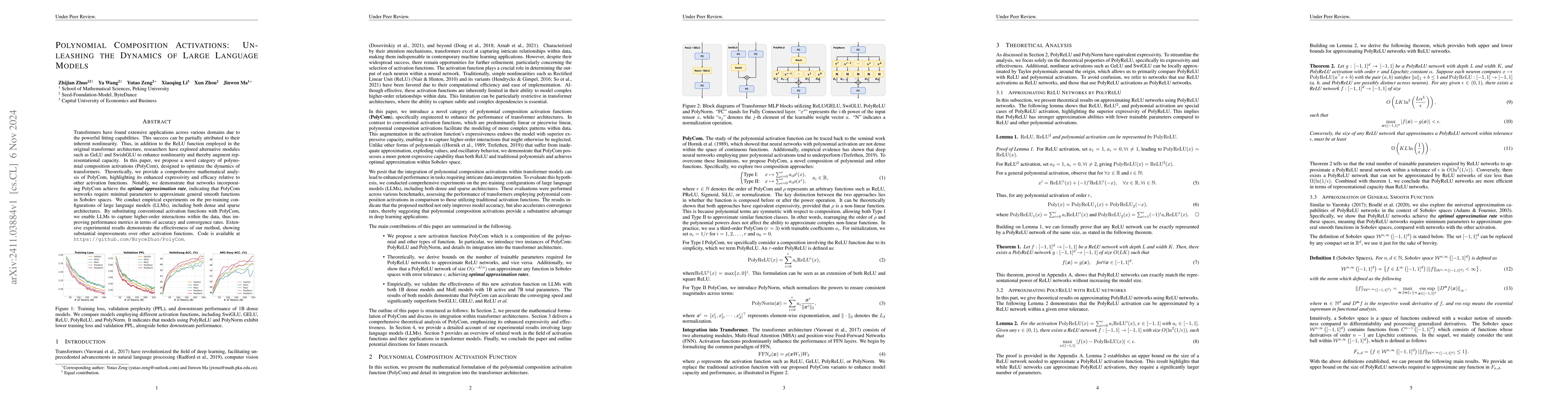 Thumbnail for Polynomial Composition Activations: Unleashing the Dynamics of Large
  Language Models