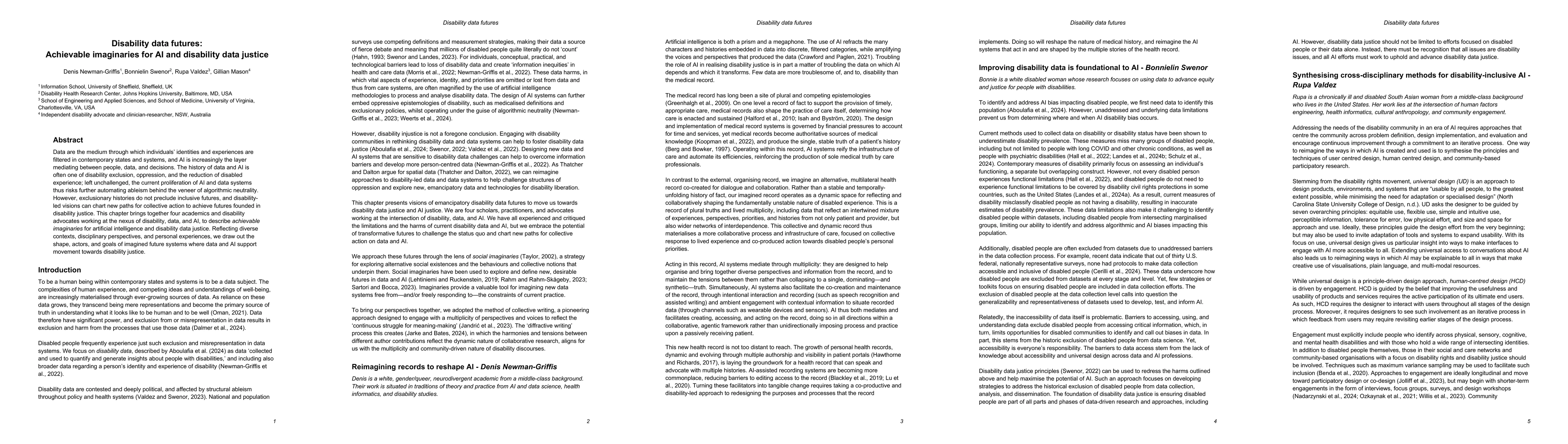 Thumbnail for Disability data futures: Achievable imaginaries for AI and disability
  data justice