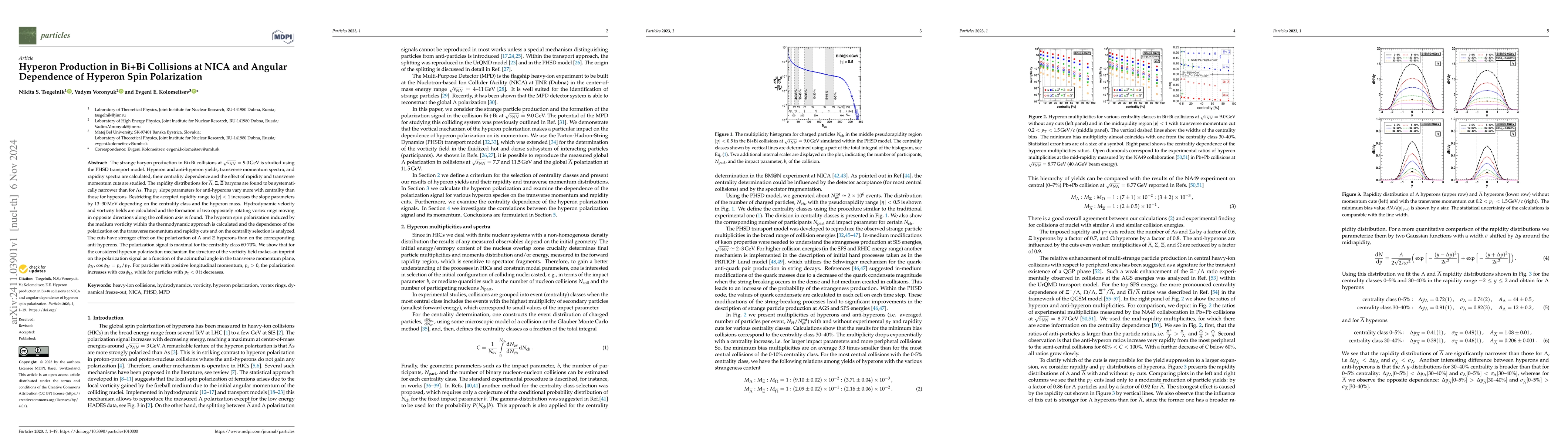 Thumbnail for Hyperon Production in Bi+Bi Collisions at NICA and Angular Dependence of
  Hyperon Spin Polarization