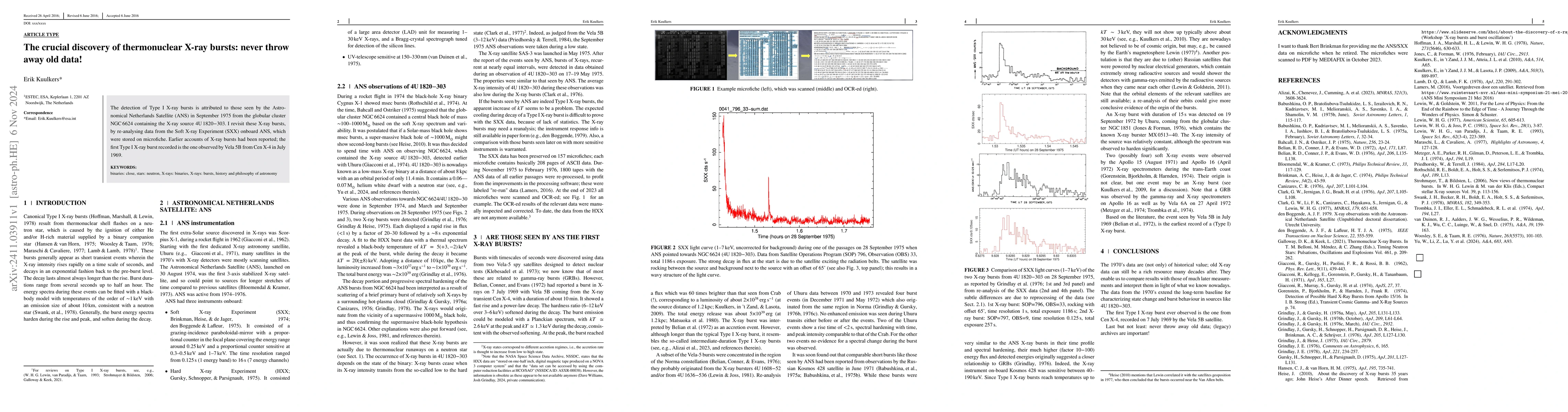 Thumbnail for The crucial discovery of thermonuclear X-ray bursts: never throw away
  old data!