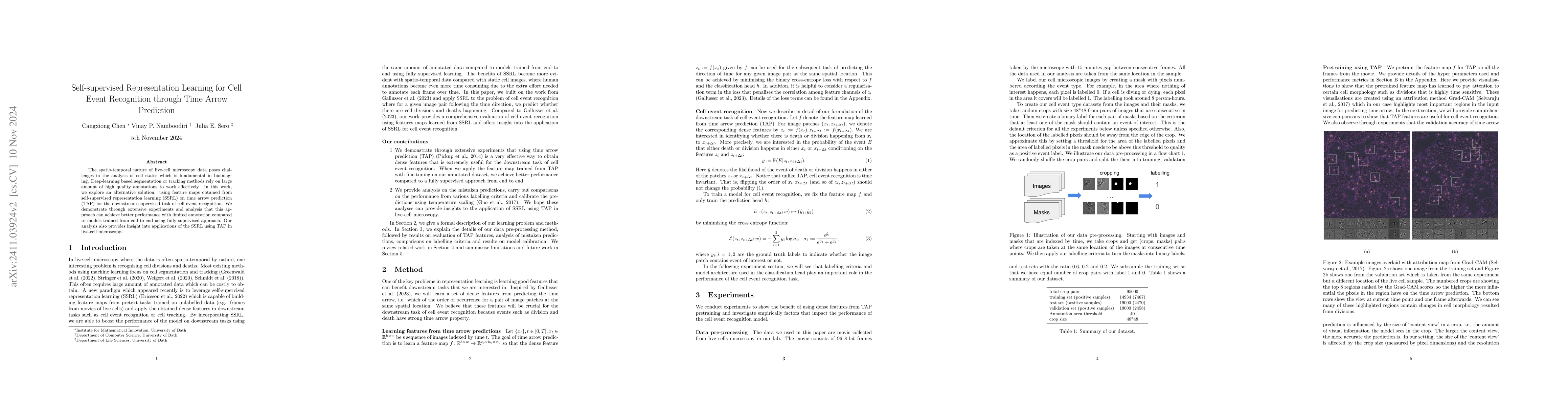 Thumbnail for Self-supervised Representation Learning for Cell Event Recognition
  through Time Arrow Prediction
