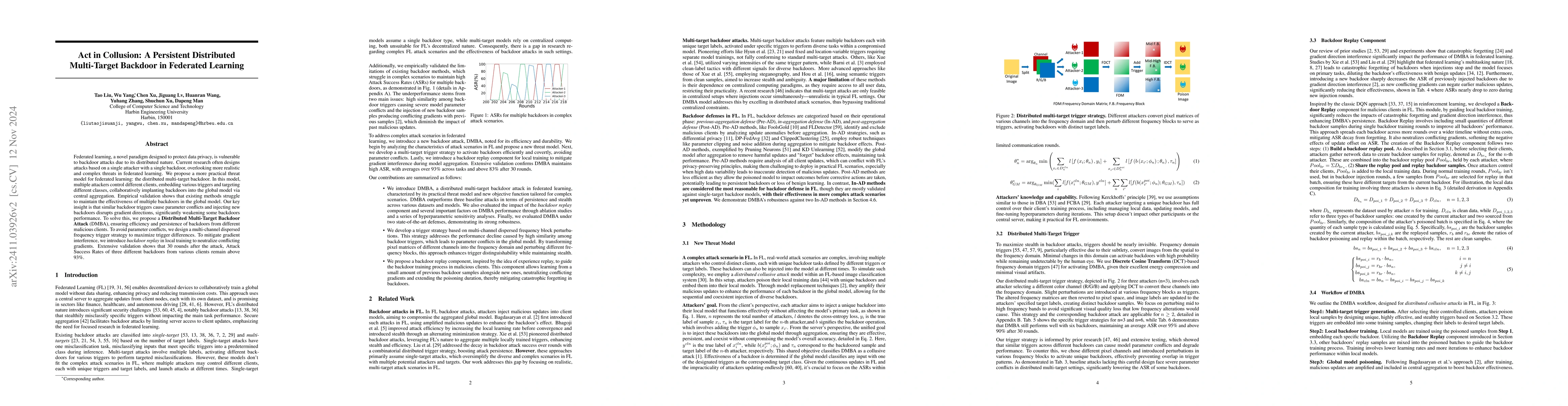 Thumbnail for Act in Collusion: A Persistent Distributed Multi-Target Backdoor in
  Federated Learning