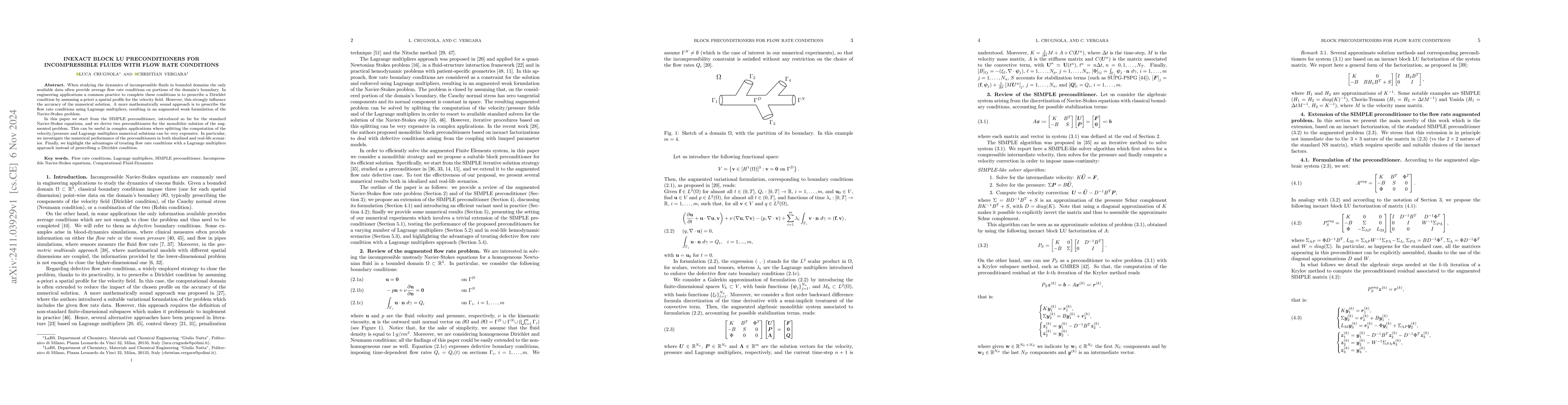 Thumbnail for Inexact block LU preconditioners for incompressible fluids with flow
  rate conditions
