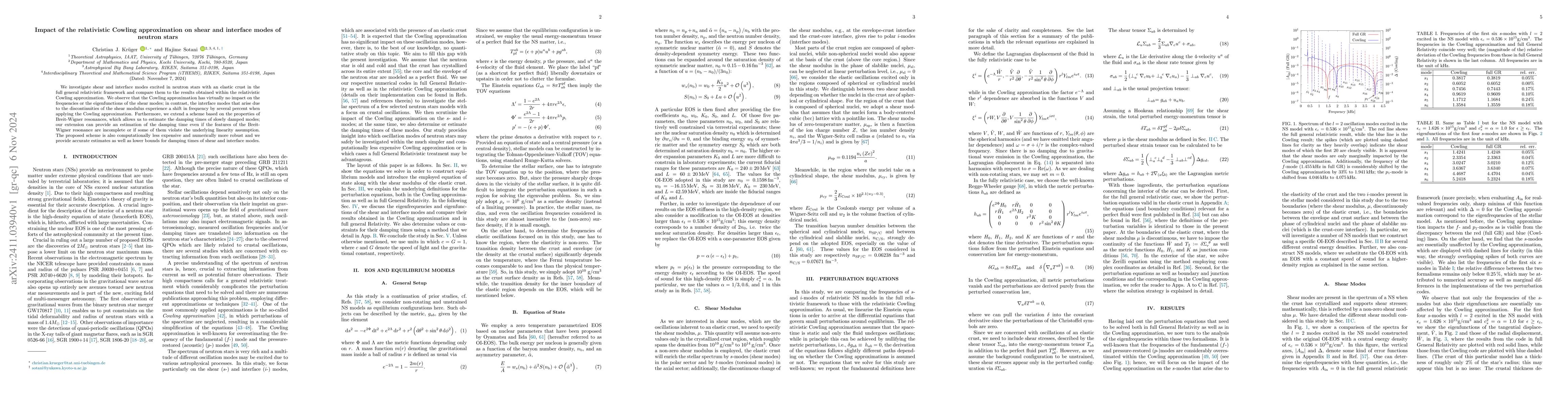 Thumbnail for Impact of the relativistic Cowling approximation on shear and interface
  modes of neutron stars