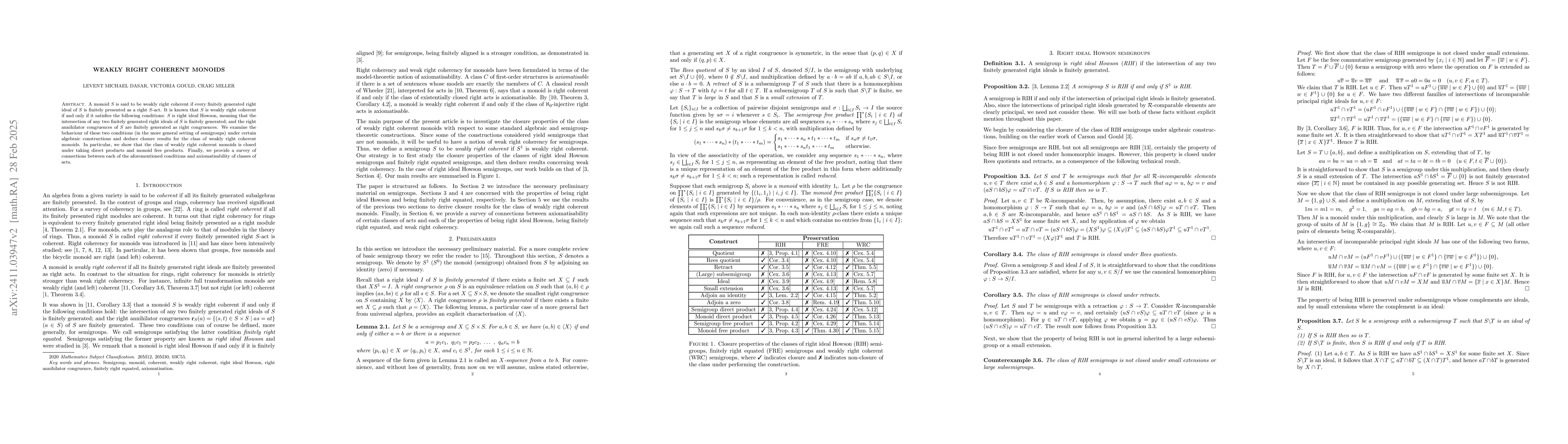 Thumbnail for Weakly right coherent monoids