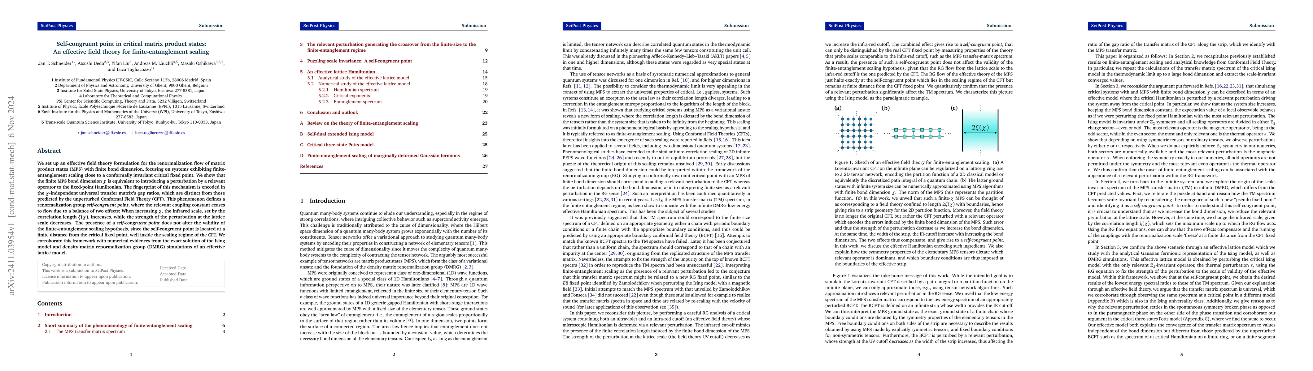 Thumbnail for Self-congruent point in critical matrix product states: An effective
  field theory for finite-entanglement scaling