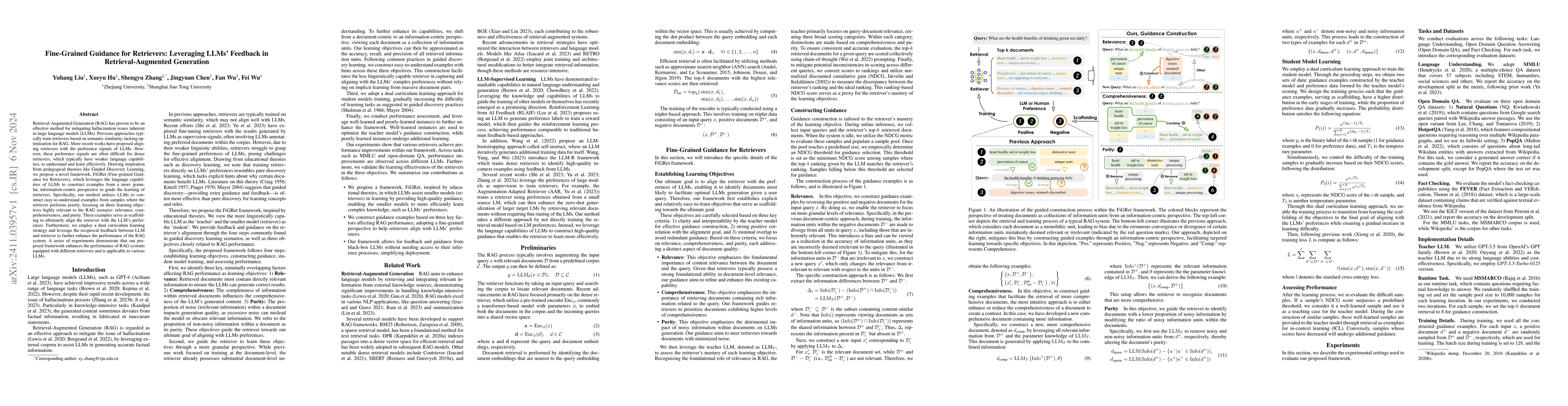 Thumbnail for Fine-Grained Guidance for Retrievers: Leveraging LLMs' Feedback in
  Retrieval-Augmented Generation