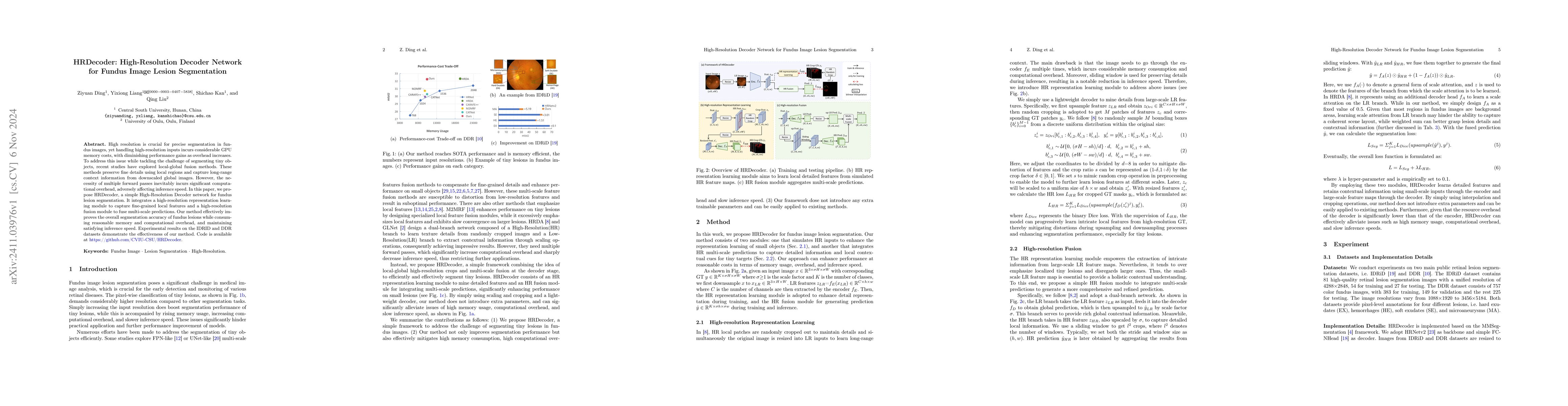 Thumbnail for HRDecoder: High-Resolution Decoder Network for Fundus Image Lesion
  Segmentation