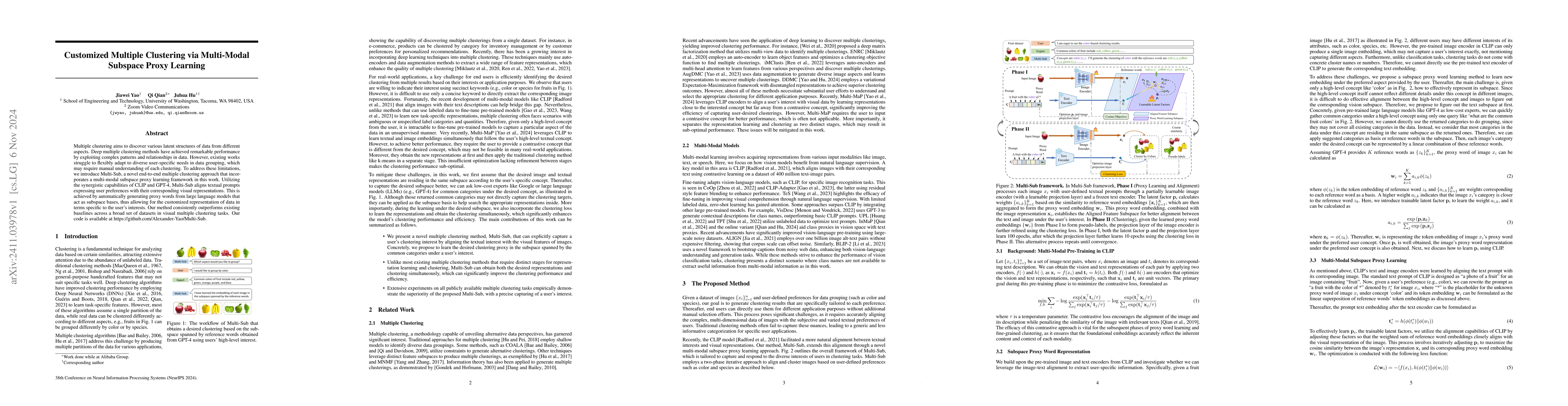 Thumbnail for Customized Multiple Clustering via Multi-Modal Subspace Proxy Learning