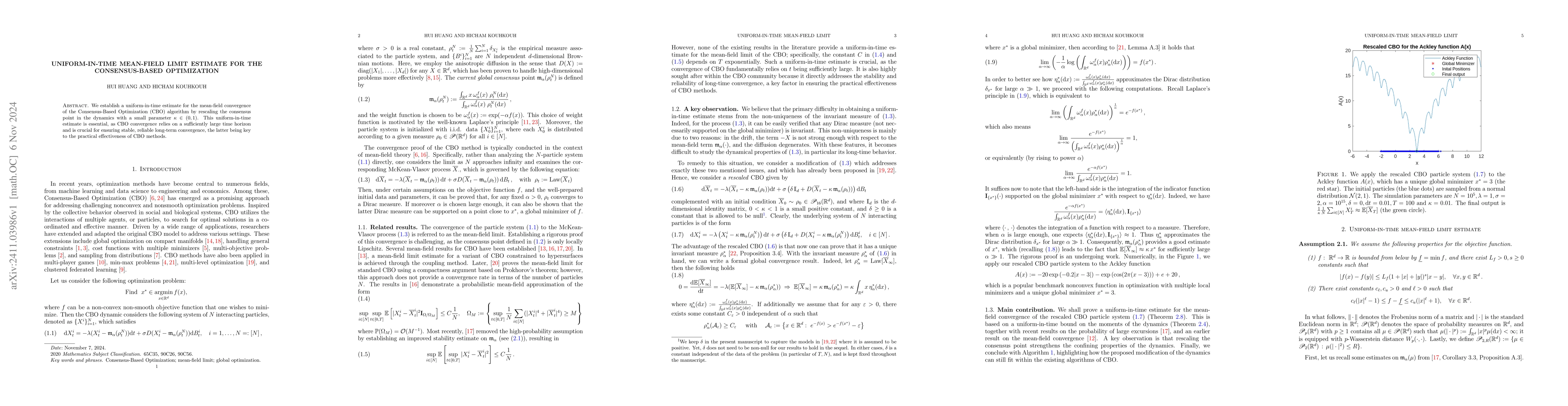Thumbnail for Uniform-in-time mean-field limit estimate for the Consensus-Based
  Optimization